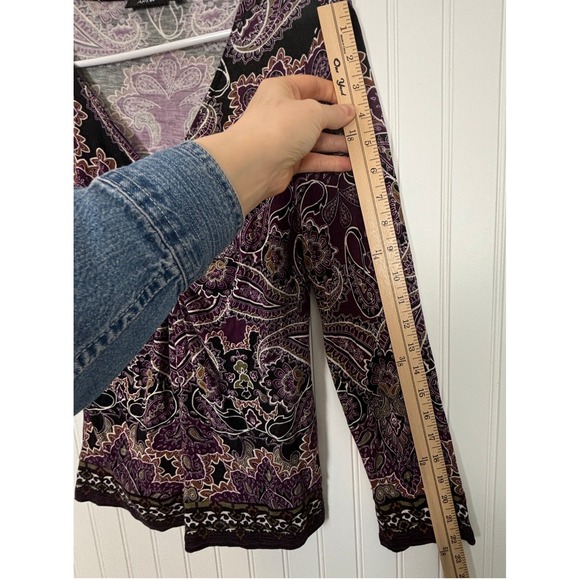 y2k Paisley Print Top Womens Petite Large Purple Boho Indie Hippie Earthy Rayon - Picture 9 of 11